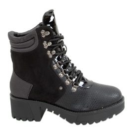 Bottines à lacets noires DF3712 Noir le noir