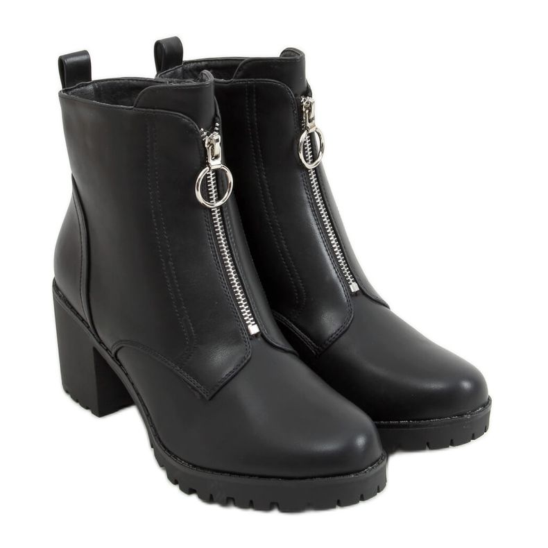 Bottines noires à talons BH-50 Black Pu le noir Bottines noires à talons BH-50 Black Pu le noir