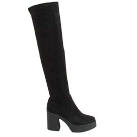 Cuissardes sur talon caoutchouc noir ST-58P Noir le noir