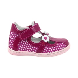 Ballerines à pois et fleurs Ren But 267 rose blanc