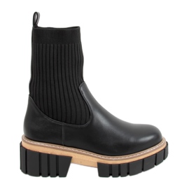 Bottines Chelsea tige chaussette noir NS227P Noir