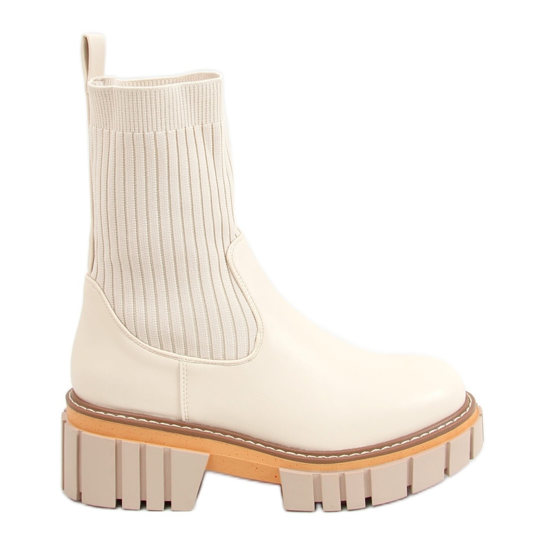 Bottines Chelsea tige chaussette crème NS227P Beige Bottines Chelsea tige chaussette crème NS227P Beige