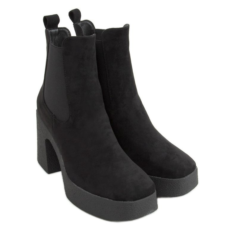 Boots sur talon caoutchouc noir ST-62P Noir le noir