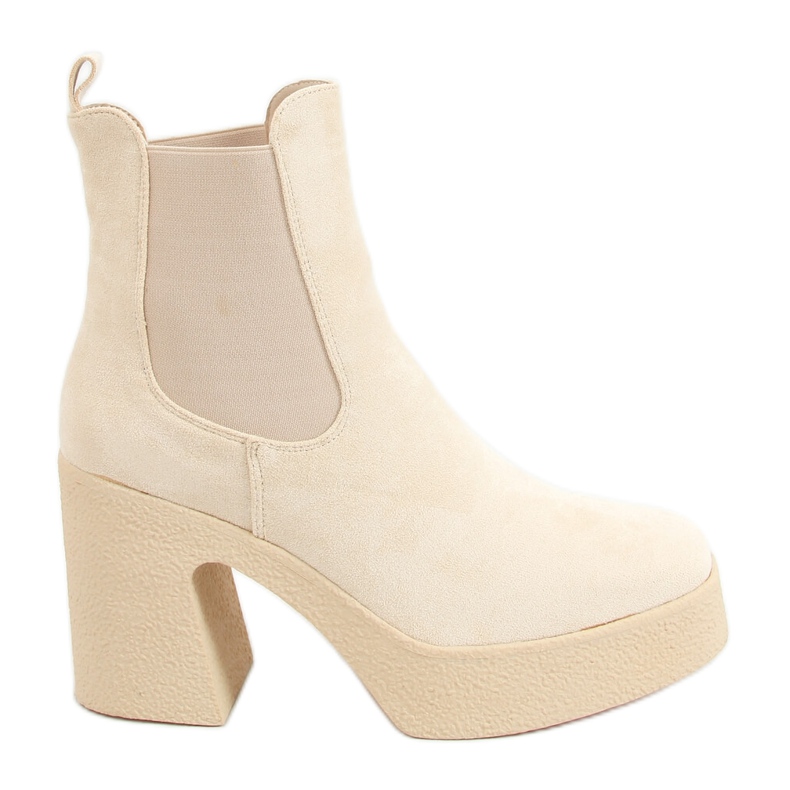 Bottines à talons en caoutchouc crème ST-62P Beige