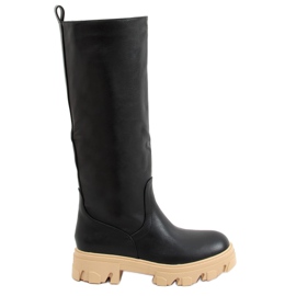 Boots noires à semelles épaisses QT21P Noir le noir