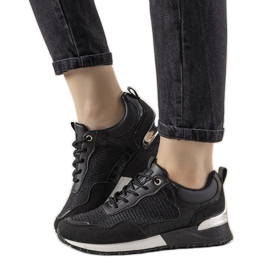 Baskets noires à motif peau de crocodile Zariza le noir