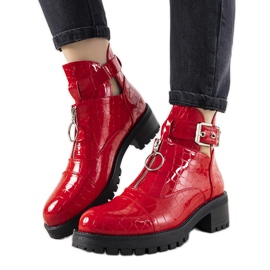 Bottines rouges à motif peau de crocodile Hadley
