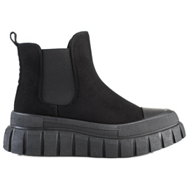 SHELOVET Bottes Chelsea à la mode sur la plate-forme noir