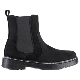SHELOVET Bottines En Daim Avec Fourrure noir