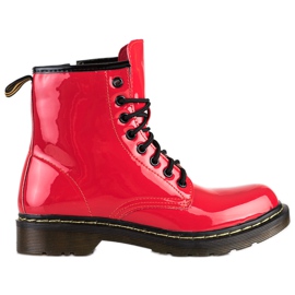 Queentina Bottes de randonnée laquées à la mode rouge