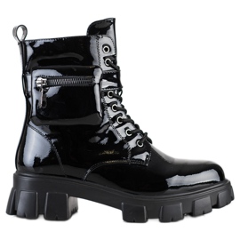 Weide Ouvriers laqués avec une poche noir