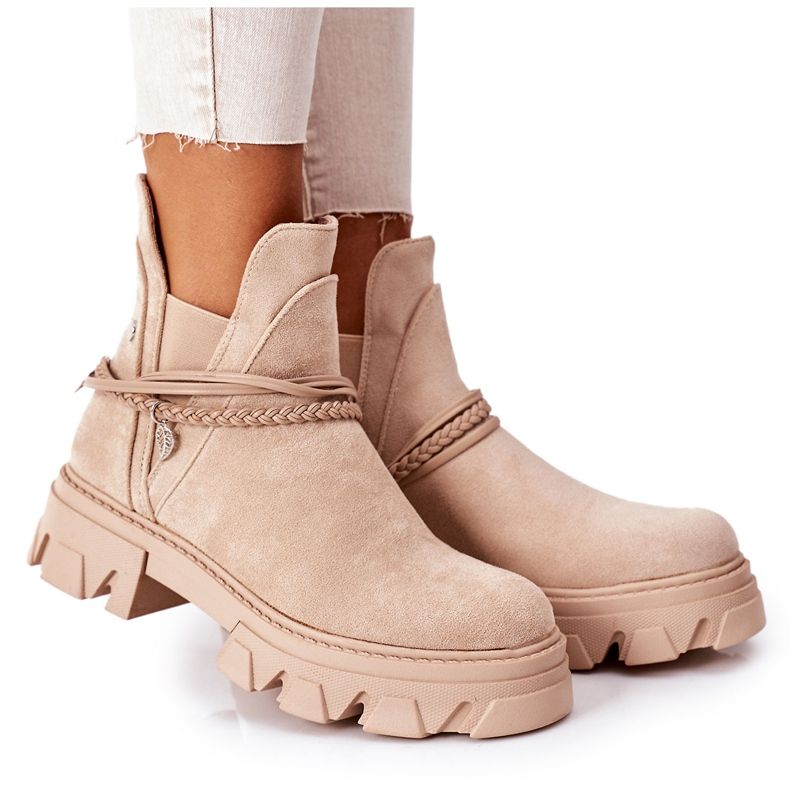 PS1 Bottines Chaudes Jodhpur boots Beige Bonne Idée PS1 Bottines Chaudes Jodhpur boots Beige Bonne Idée