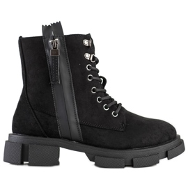 Cm Paris Trappeurs noirs avec fermeture éclair décorative