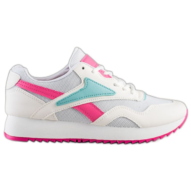 SHELOVET Chaussures de sport blanches sur la plate-forme rose SHELOVET Chaussures de sport blanches sur la plate-forme rose