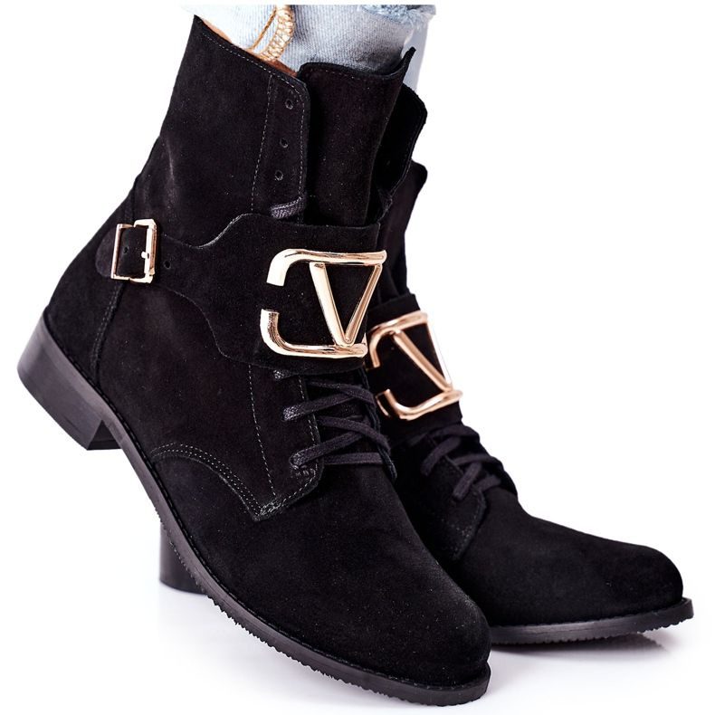 Bottes en daim noires pour femmes Nicole 2676 le noir