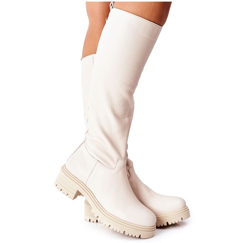 Bottines en cuir beige Nicole 2685