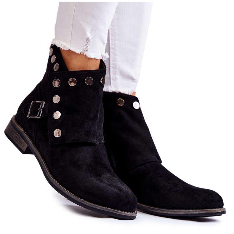 S.Barski Bottines Femme En Daim Avec Boucle S. Barski Noir Merk le noir