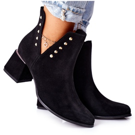 Lewski Shoes Bottes Femme En Daim Avec Découpes Lewski Noir 3074 / B le noir