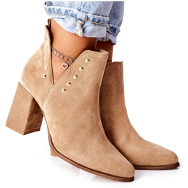Lewski Shoes Bottines Femme En Daim Avec Découpes Lewski Beige Sable 3075 brun