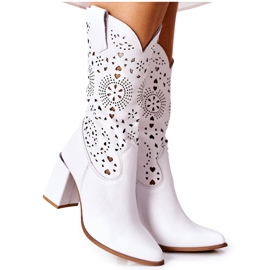 Lewski Shoes Bottines Cuir Femme à Talons Blanc Lewski 2923 Pick Me Up