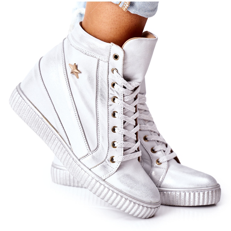 Lewski Shoes Chaussures De Sport En Cuir Pour Femmes Lewski Argent 3079 Lewski Shoes Chaussures De Sport En Cuir Pour Femmes Lewski Argent 3079