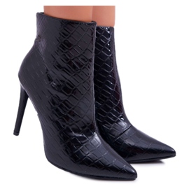 FW1 Bottines Femme À Talons Hauts Laqués Noir Devo le noir