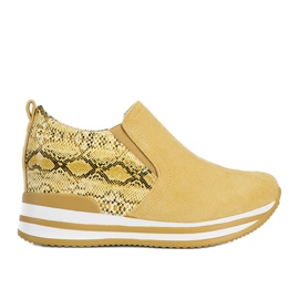 Baskets moutarde sur le compensé Infinitale jaune