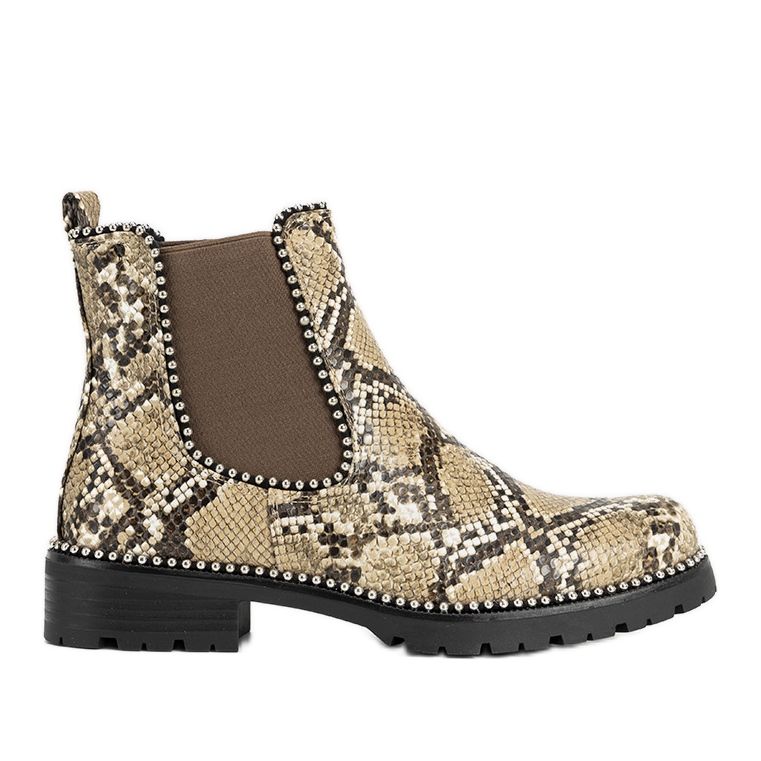Bottines beiges à motif peau de serpent Aynna
