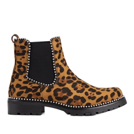 Boots marron à motif léopard Patty brun le noir