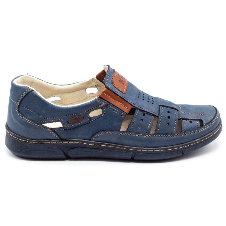 Olivier Chaussures homme ajourées 601 pour l'été bleu marine