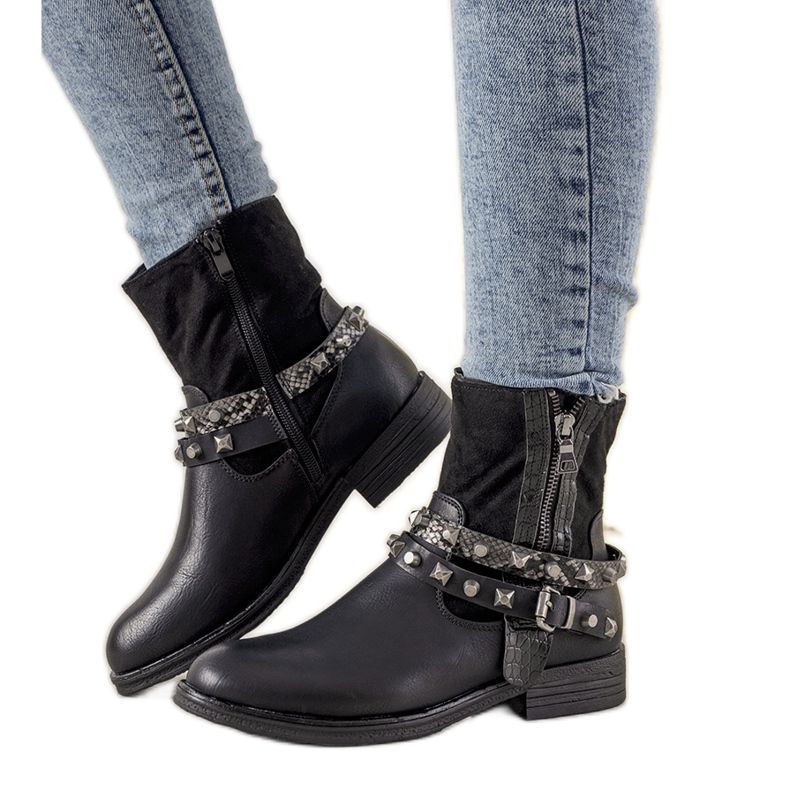 Boots noires avec bandeau clouté Elffie le noir