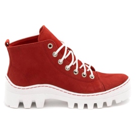 Polbut Boots cuir femme D1 rouge