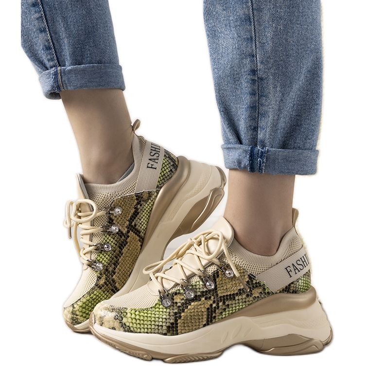 Baskets beiges sur semelle haute Lissa