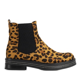 Boots marron au motif léopard Be Nice brun le noir