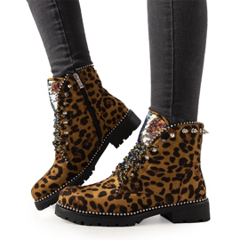 Bottines marron au motif léopard Edesa brun le noir