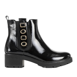 Bottines en cuir verni noir Ripple