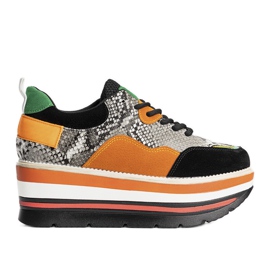 Baskets noires sur une semelle haute le noir orange gris