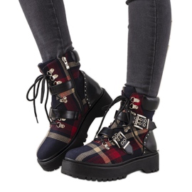 Bottines noires à carreaux pour femmes de Vevien le noir