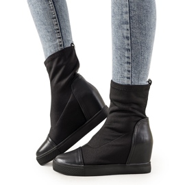 Baskets compensées noires élastiques Partida