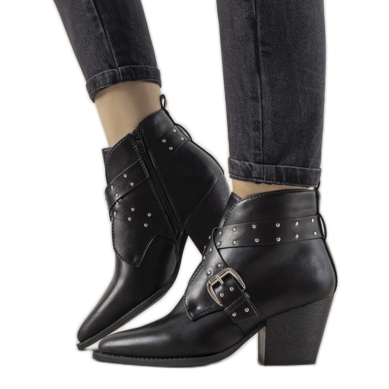 Boots Jodhpur noires à boucle et clous Rubio le noir