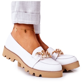 Mocassins en cuir Lewski Shoes 3040 Blanc