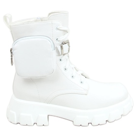 Blanc Bottes de travail avec une pochette 7705 Blanc blanche