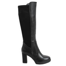 Bottines noires à talons et tige souple Y8607 Noir le noir