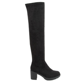 Cuissardes à talons larges noir Y8603 Noir