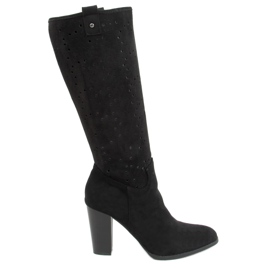 Bottines ajourées à talons noires RT89956 Noir le noir