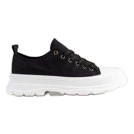 SHELOVET Baskets mode textile le noir