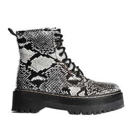 Bottines noires à motif peau de serpent Deross blanc
