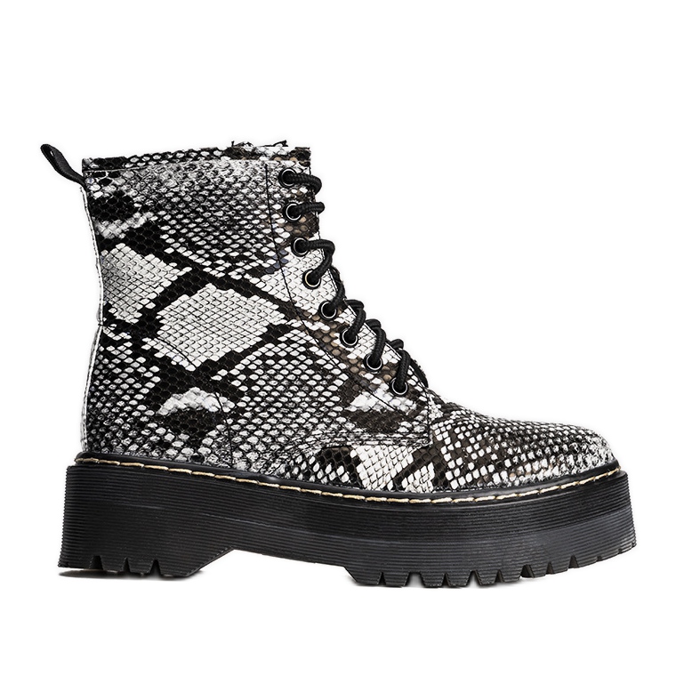 Bottines noires à motif peau de serpent Deross blanche le noir