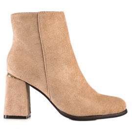 SHELOVET Bottines à talons en daim beige