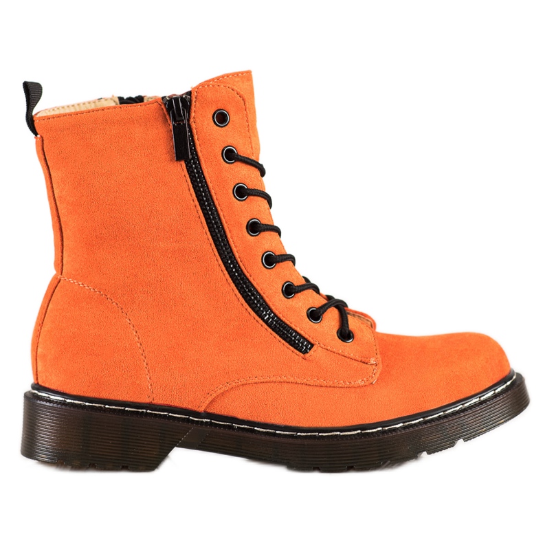 SHELOVET Trappeurs orange avec fermeture éclair décorative